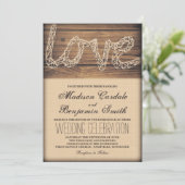 Rustic Country Love String Art Wedding Invitations (Debout devant)