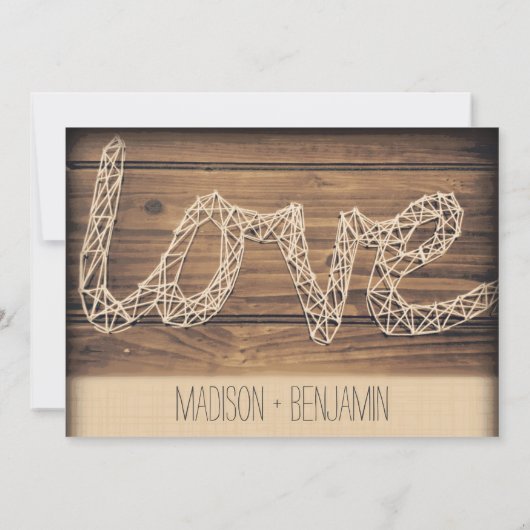 Rustic Country Love String Art Wedding Invitations (Dos)