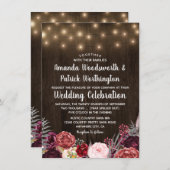 Rustic Country Marsala Peony Mariage Invitations (Devant / Derrière)