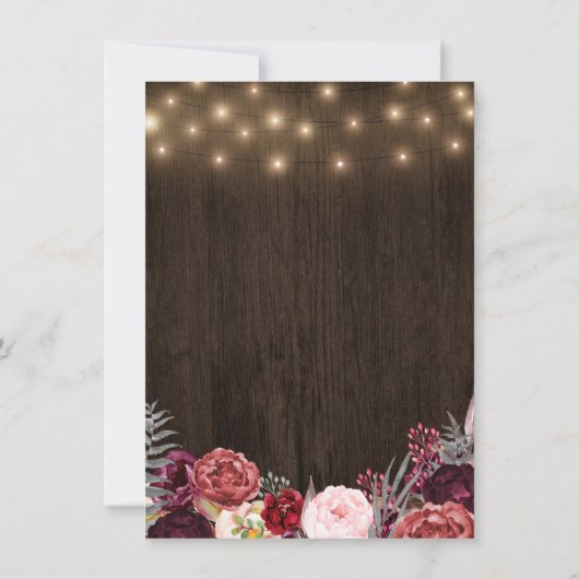 Rustic Country Marsala Peony Mariage Invitations (Dos)