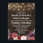 Rustic Country Marsala Peony Mariage Invitations<br><div class="desc">Rustic Country Marsala Peony Wedding Invitations - dispose d'un arrière - plan rustique en bois de grange avec des lampes à cordes. Le fond présente diverses élégantes fleurs de pivoine aquarelle, des éléments rose et floraux dans les tons gris, rose, bordeaux, vin et Marsala. REMARQUE : Il s'agit d'un format...</div>