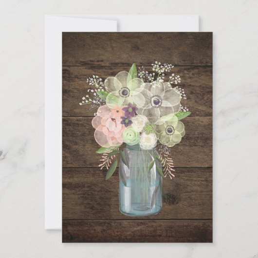 Rustic Country Mason Jar Barn Invitation Fête des (Dos)