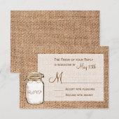 Rustic Country Mason Jar Burlap Mariage Cartes RSV (Devant / Derrière)