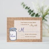 Rustic Country Mason Jar Burlap Mariage Cartes RSV (Debout devant)