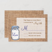 Rustic Country Mason Jar Burlap Mariage Cartes RSV (Devant / Derrière)