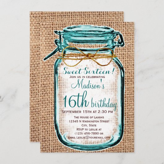 Rustic Country Mason Jar Invitation Anniversaire (Devant / Derrière)