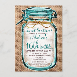 Rustic Country Mason Jar Invitation Anniversaire