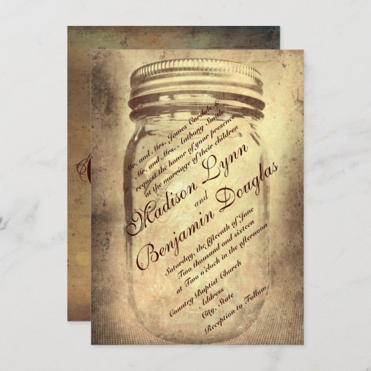 Rustic Country Mason Jar Mariage Invitations (Devant / Derrière)