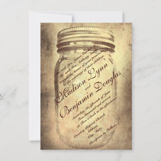 Rustic Country Mason Jar Mariage Invitations (Devant)