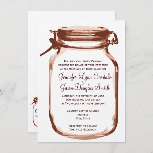 Rustic Country Mason Jar Mariage Invitations (Devant / Derrière)