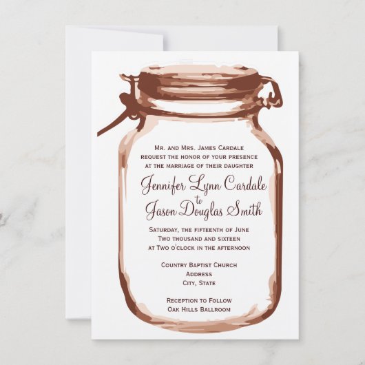 Rustic Country Mason Jar Mariage Invitations (Devant)