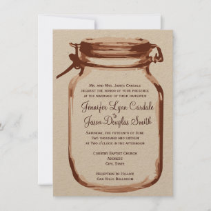 Rustic Country Mason Jar Mariage Invitations