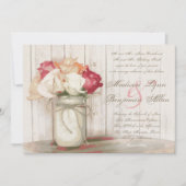 Rustic Country Mason Jar Roses mariage Invitations (Devant)
