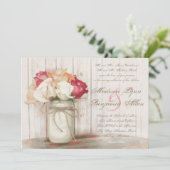 Rustic Country Mason Jar Roses mariage Invitations (Debout devant)