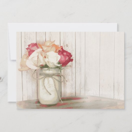 Rustic Country Mason Jar Roses mariage Invitations (Dos)