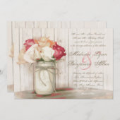 Rustic Country Mason Jar Roses mariage Invitations (Devant / Derrière)