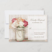 Rustic Country Mason Jar Roses mariage RSVP Cartes (Devant)