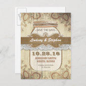 Rustic Country Mason Jar Sla de datum briefkaarten (Voorkant / Achterkant)