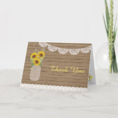 Rustic Country Mason Jar Sunflower Mariage Merci (Devant)