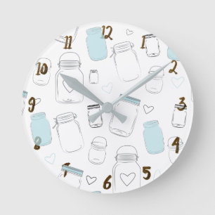 Rustic Country Mason Jars Ronde Klok