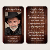 Rustic Country Memorial Photo Funeral Prayer Card (Devant & derrière)