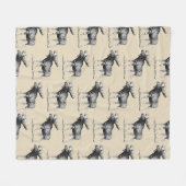 Rustic Country Moose Illustration & Taupe Fleece Deken (Voorkant (Horizontaal))