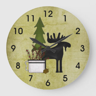 Rustic Country Mountain Silhouette Moose Grote Klok
