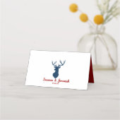Rustic Country Mountains Deer Red Blue Wedding (Achterkant)