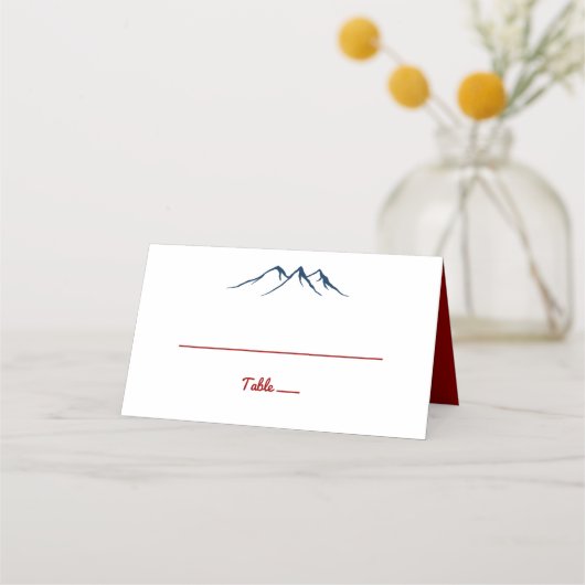 Rustic Country Mountains Deer Red Blue Wedding (Voorkant)