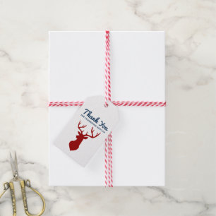 Rustic Country Mountains Deer Red Blue Wedding Cadeaulabel