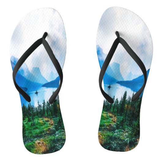 Rustic Country Mountains Natuur Teenslippers (Voetbed)