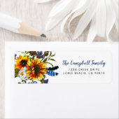 Rustic Country Navy Sunflower Boho Etiket (Insitu)