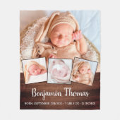Rustic Country New Baby - Gepersonaliseerd fotocol Fleece Deken (Voorkant)