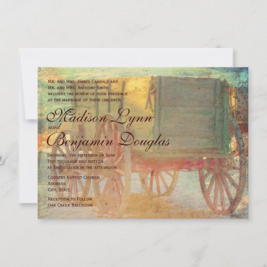 Rustic Country Old Wagon Wedding Invitations (Devant)
