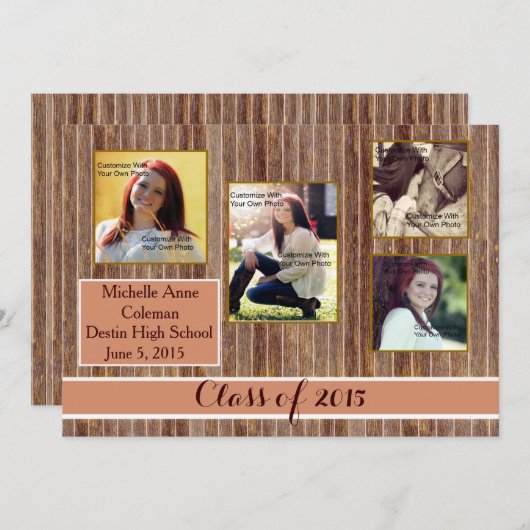 Rustic Country Orange Graduation Faire-part (Devant / Derrière)