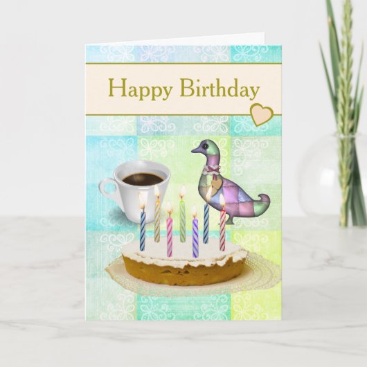 Rustic Country Patchwork and Cake Birthday Card Kaart (Voorkant)