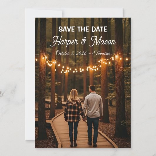 Rustic Country Path Save the Date Photo Card (Devant)