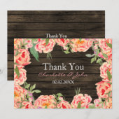 Rustic Country Peony Barn Wood Wedding Kaart (Voorkant / Achterkant)