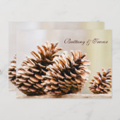 Rustic Country Pine Cones Fall Wedding Invitations Kaart (Voorkant / Achterkant)