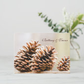 Rustic Country Pine Cones Fall Wedding Invitations Kaart (Staand voorkant)