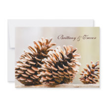 Rustic Country Pine Cones Fall Wedding Invitations