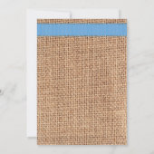 Rustic Country Printed Burlap Blue Ribbon Wedding Kaart (Achterkant)
