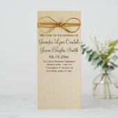 Rustic Country Printed Twine Bow Wedding Programme Programma (Staand voorkant)