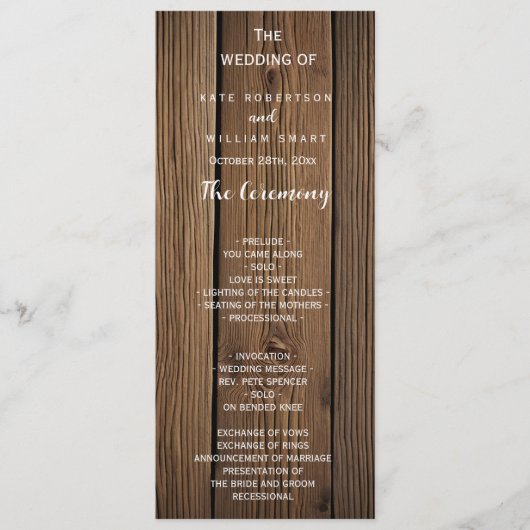 Rustic Country Programme de mariage de famille (Devant)