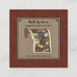 Rustic Country Quilter Stitcher Handmade Crafter Vierkante Visitekaartje