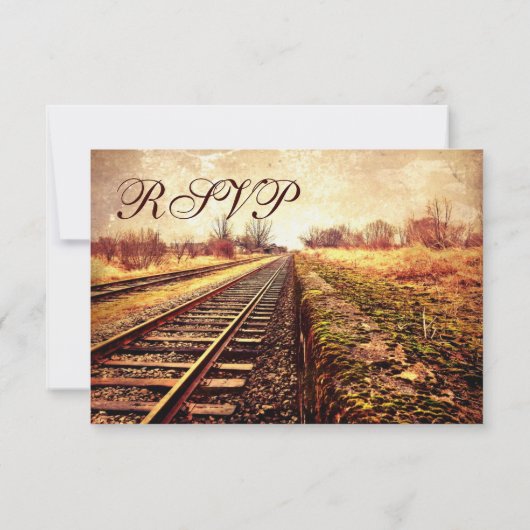 Rustic Country Railroad Tracks Mariage Cartes RSVP (Dos)