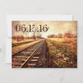 Rustic Country Railroad Tracks Wedding Invitations Kaart (Achterkant)