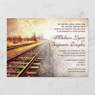 Rustic Country Railroad Tracks Wedding Invitations Kaart