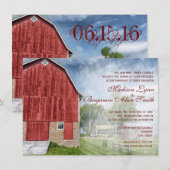 Rustic Country Red Barn Boerderij Wedding Invitati Kaart (Voorkant / Achterkant)