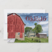 Rustic Country Red Barn Boerderij Wedding Invitati Kaart (Achterkant)